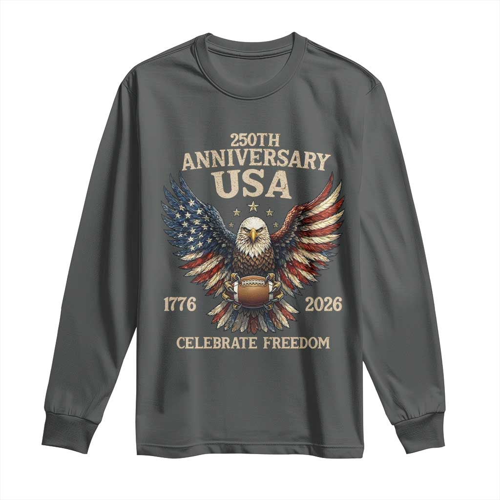 Patriotic Bald Eagle Football Long Sleeve Shirt America 250th Anniversary Gift