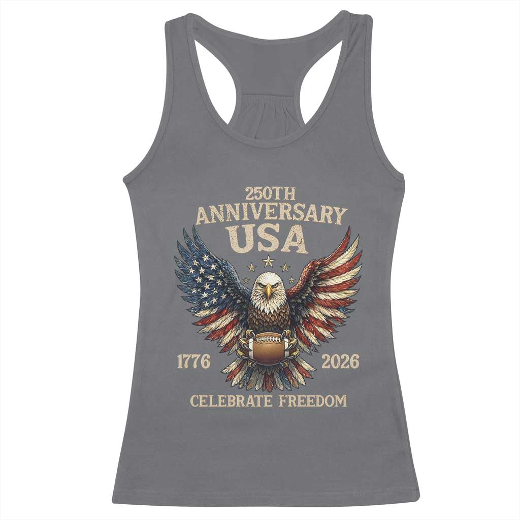 Patriotic Bald Eagle Football Racerback Tank Top America 250th Anniversary Gift