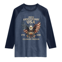 Patriotic Bald Eagle Football Raglan Shirt America 250th Anniversary Gift