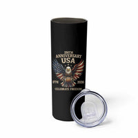 Patriotic Bald Eagle Football Skinny Tumbler America 250th Anniversary Gift