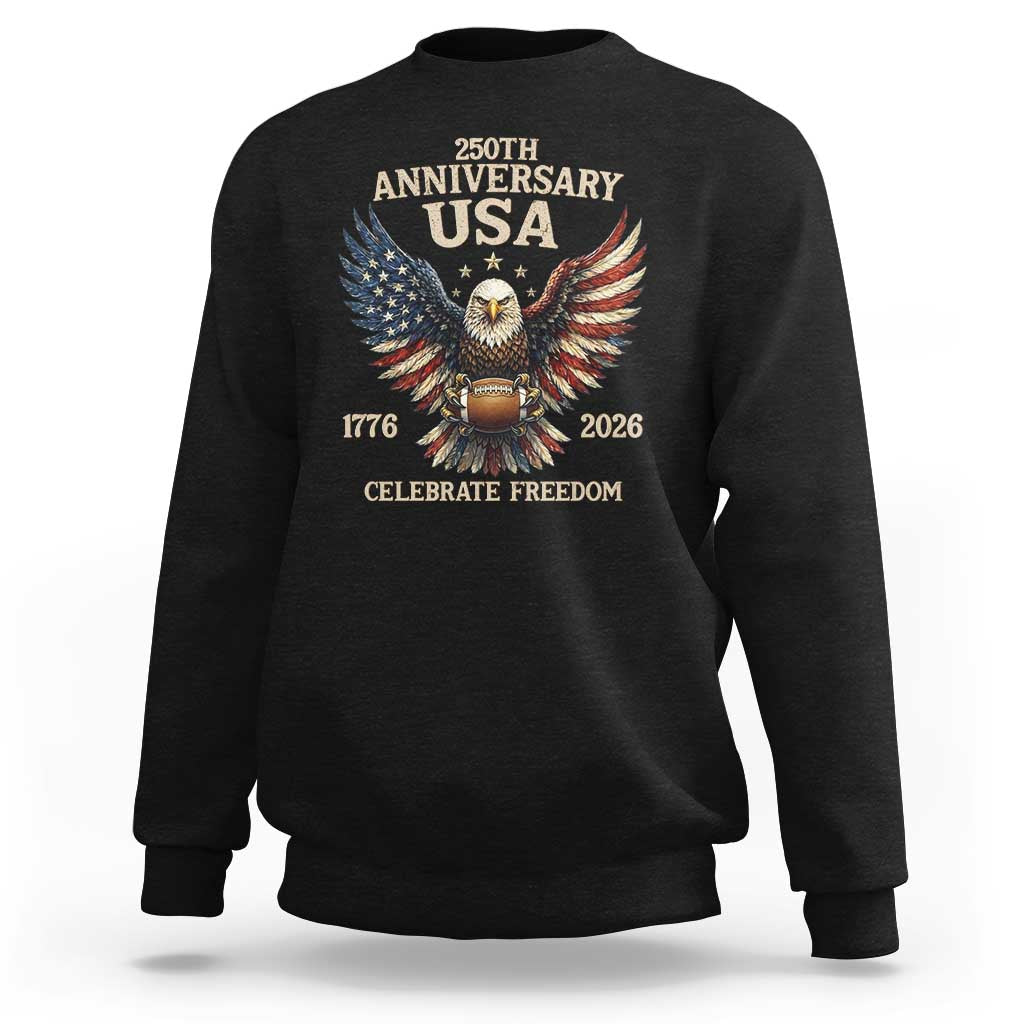 Patriotic Bald Eagle Football Sweatshirt America 250th Anniversary Gift