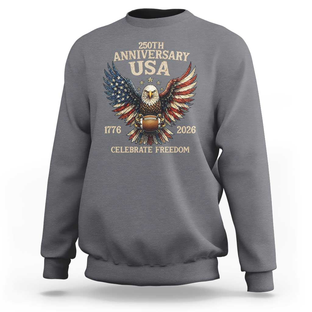 Patriotic Bald Eagle Football Sweatshirt America 250th Anniversary Gift