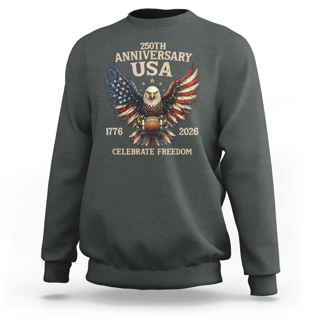 Patriotic Bald Eagle Football Sweatshirt America 250th Anniversary Gift