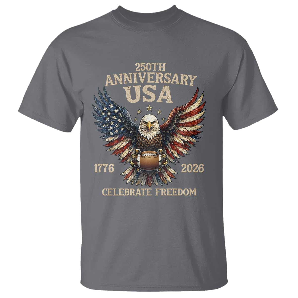 Patriotic Bald Eagle Football T Shirt America 250th Anniversary Gift
