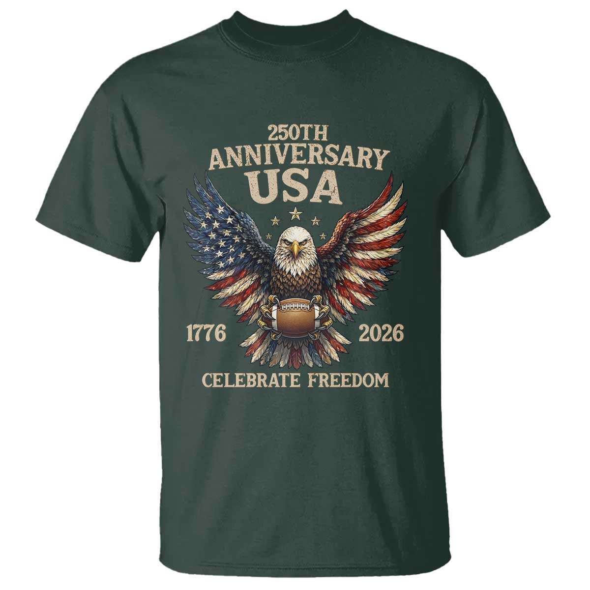Patriotic Bald Eagle Football T Shirt America 250th Anniversary Gift