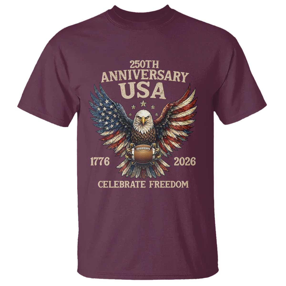 Patriotic Bald Eagle Football T Shirt America 250th Anniversary Gift
