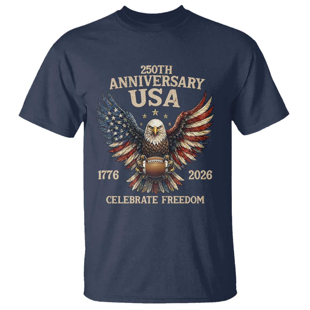 Patriotic Bald Eagle Football T Shirt America 250th Anniversary Gift