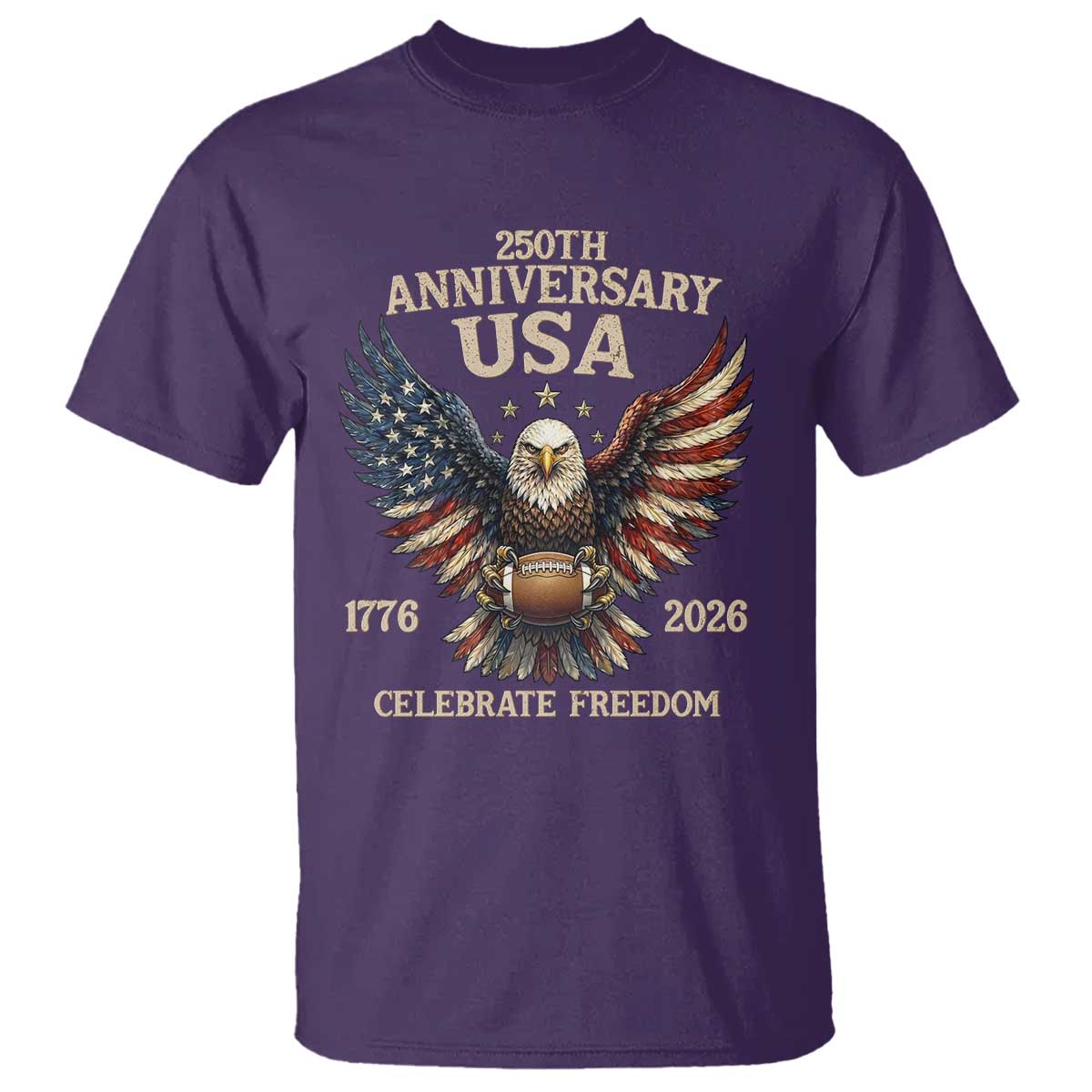 Patriotic Bald Eagle Football T Shirt America 250th Anniversary Gift