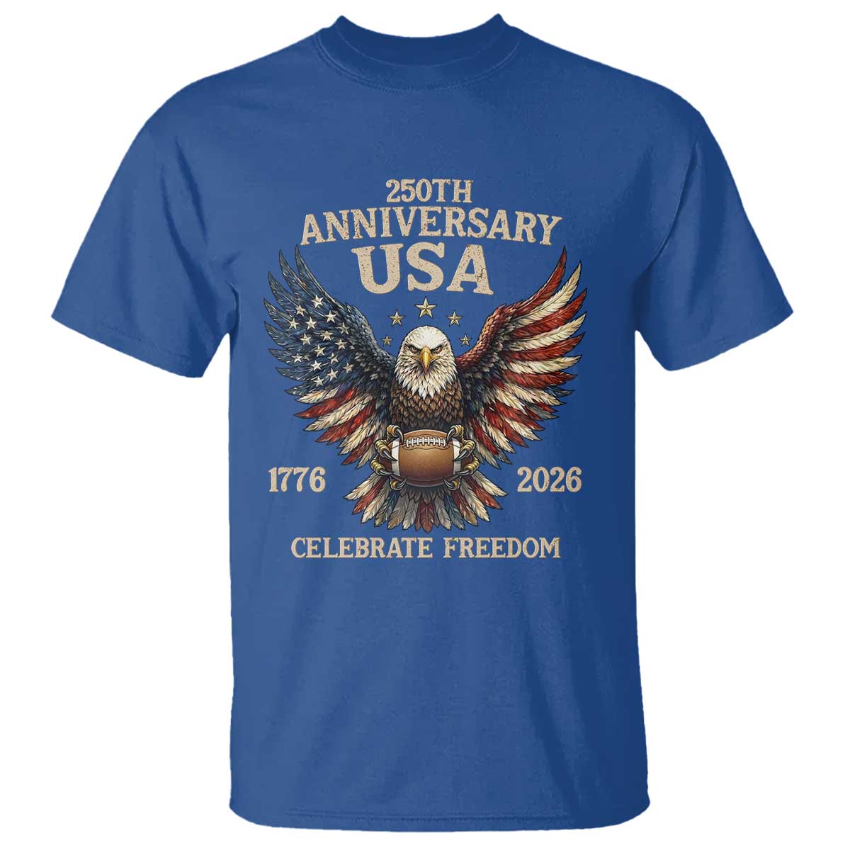 Patriotic Bald Eagle Football T Shirt America 250th Anniversary Gift