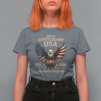 Patriotic Bald Eagle Football T Shirt For Women America 250th Anniversary Gift