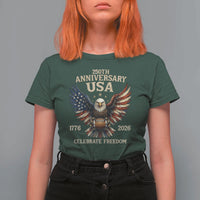 Patriotic Bald Eagle Football T Shirt For Women America 250th Anniversary Gift