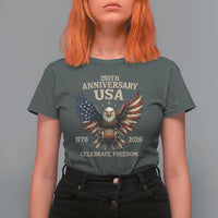 Patriotic Bald Eagle Football T Shirt For Women America 250th Anniversary Gift