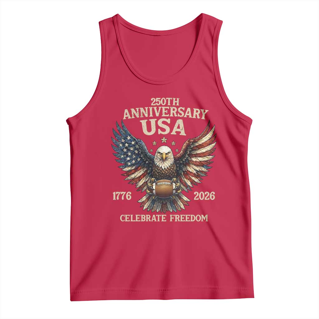 Patriotic Bald Eagle Football Tank Top America 250th Anniversary Gift