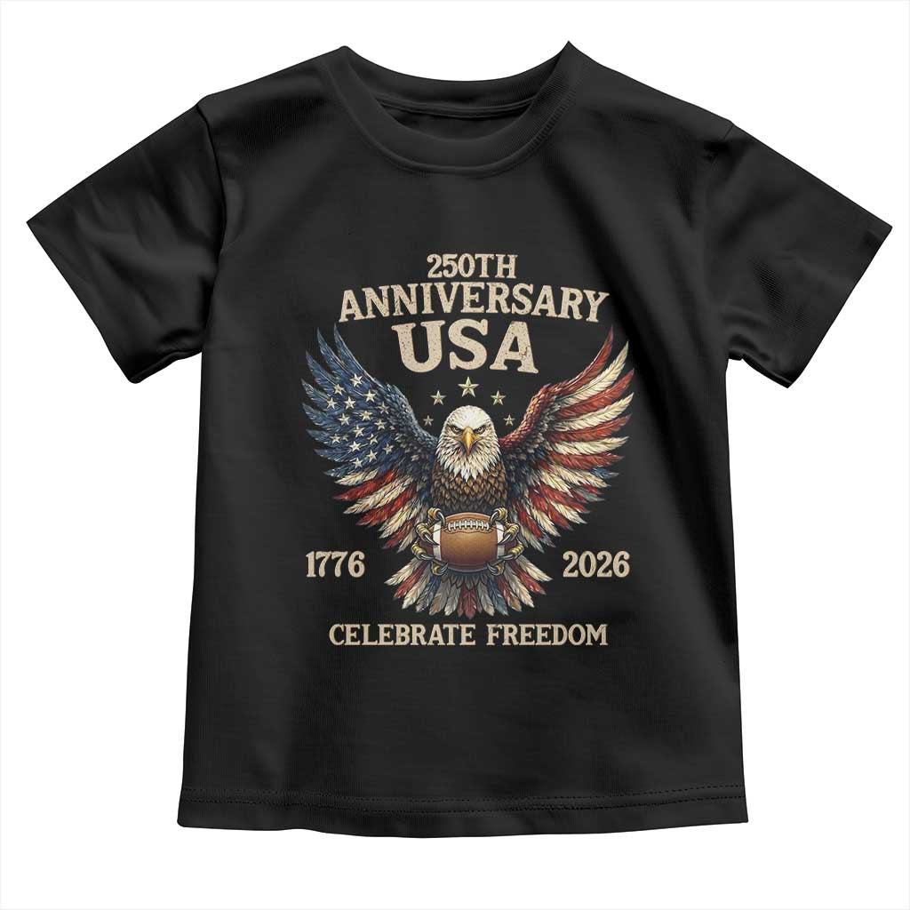 Patriotic Bald Eagle Football Toddler T Shirt America 250th Anniversary Gift