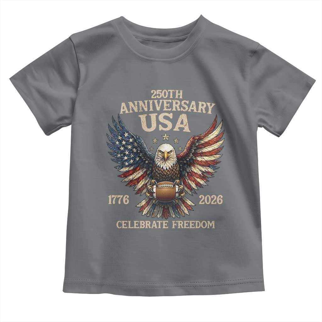 Patriotic Bald Eagle Football Toddler T Shirt America 250th Anniversary Gift