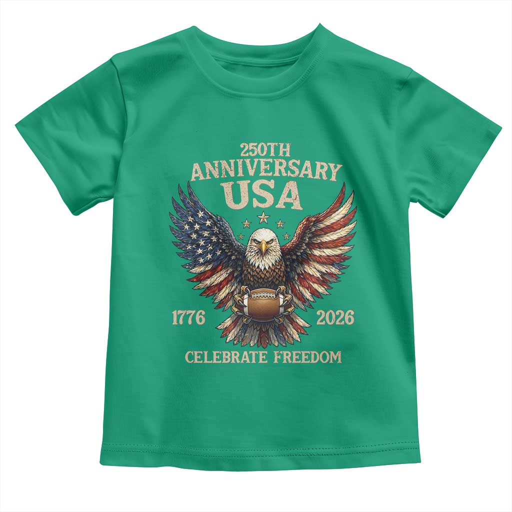 Patriotic Bald Eagle Football Toddler T Shirt America 250th Anniversary Gift