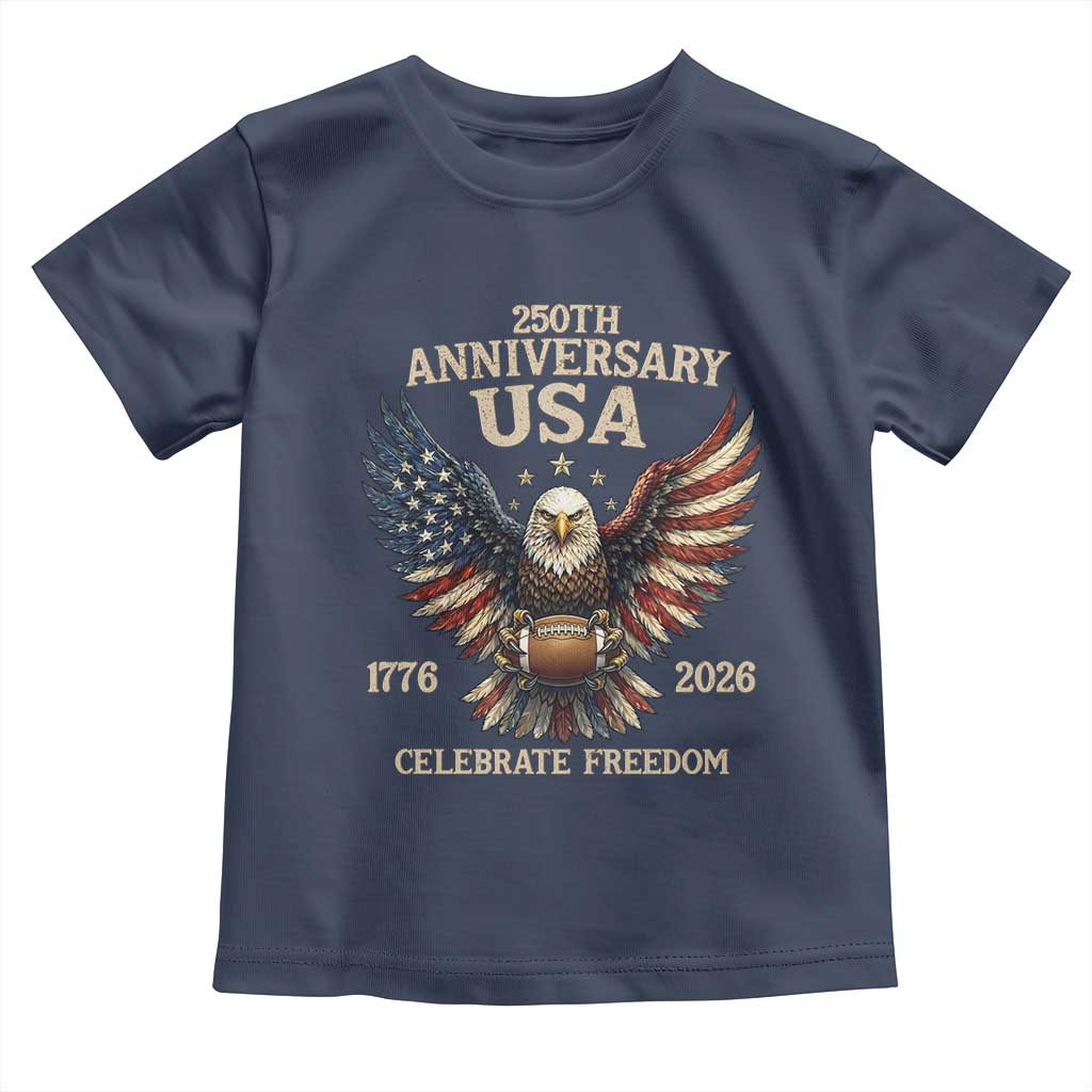Patriotic Bald Eagle Football Toddler T Shirt America 250th Anniversary Gift