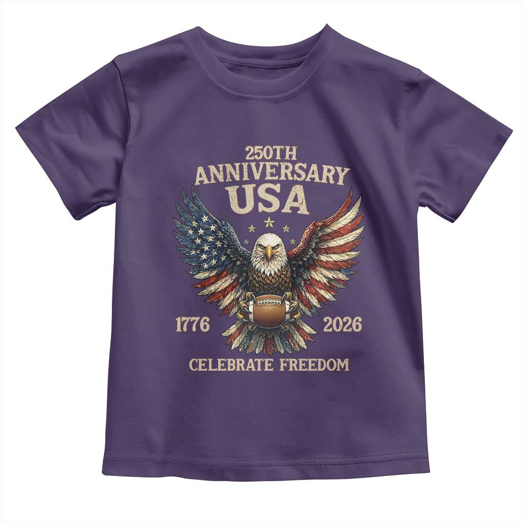 Patriotic Bald Eagle Football Toddler T Shirt America 250th Anniversary Gift