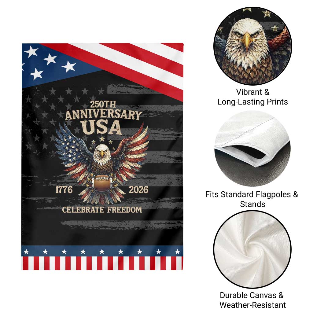 Bald Eagle Football Patriotic Garden Flag America 250th Anniversary Gift