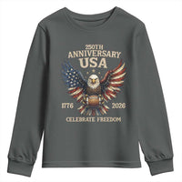 Patriotic Bald Eagle Football Youth Sweatshirt America 250th Anniversary Gift