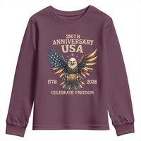 Patriotic Bald Eagle Football Youth Sweatshirt America 250th Anniversary Gift