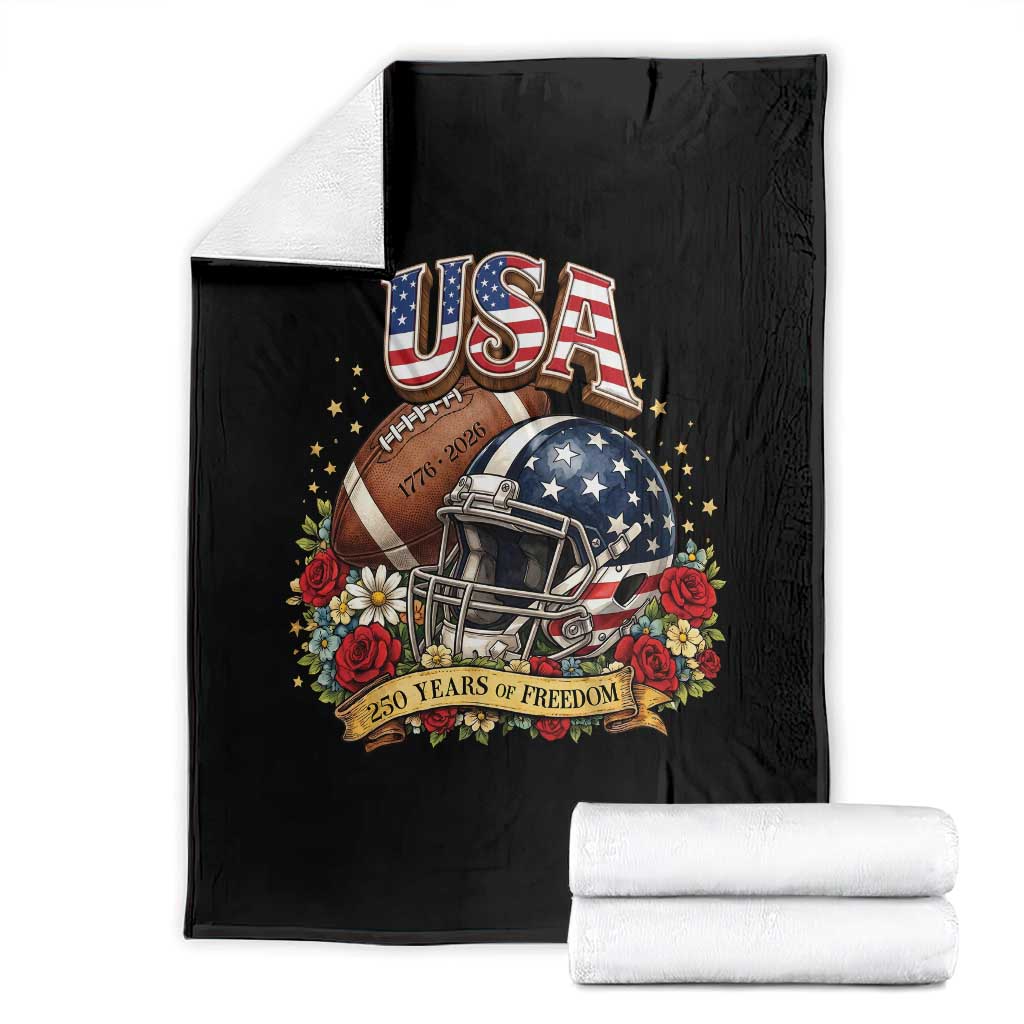Patriotic Floral Baseball Throw Blanket USA 250th Anniversary Gift