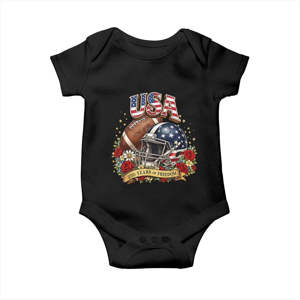 Patriotic Floral Baseball Baby Onesie USA 250th Anniversary Gift