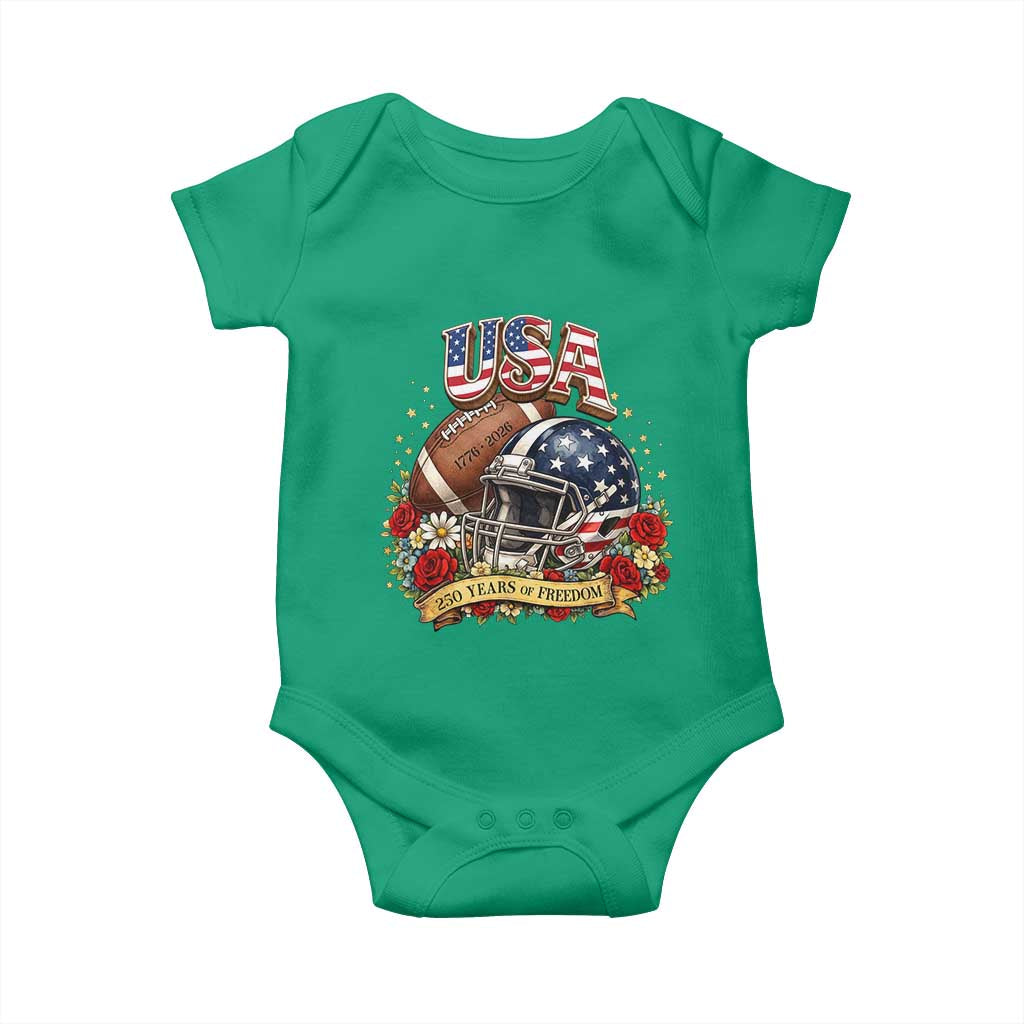 Patriotic Floral Baseball Baby Onesie USA 250th Anniversary Gift