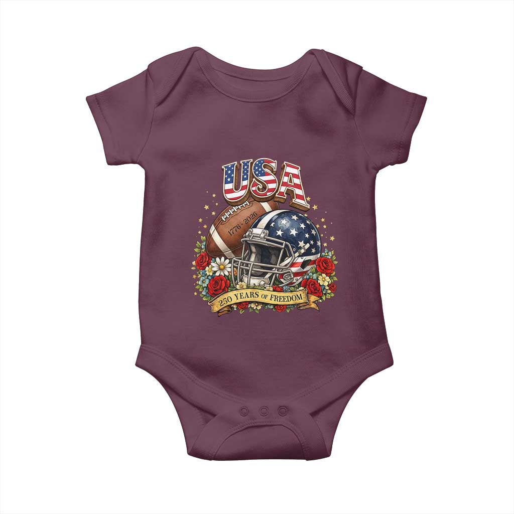 Patriotic Floral Baseball Baby Onesie USA 250th Anniversary Gift