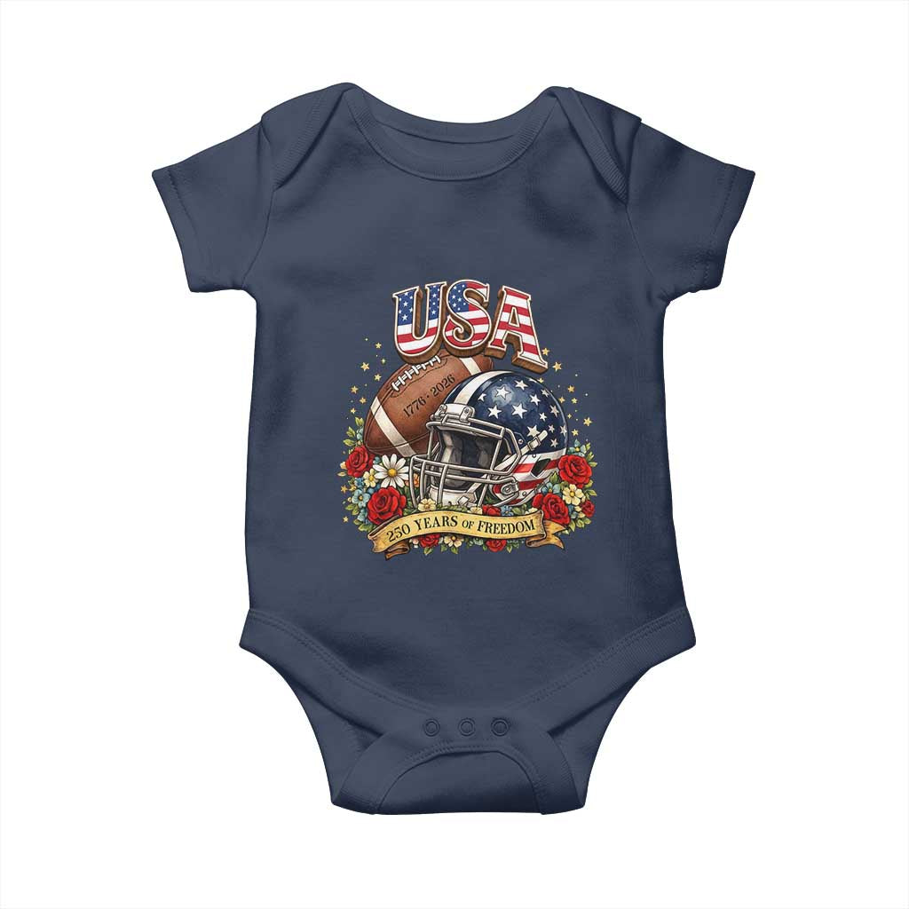 Patriotic Floral Baseball Baby Onesie USA 250th Anniversary Gift