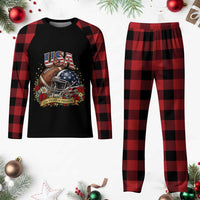 Patriotic Floral Baseball Plaid Pajama Set USA 250th Anniversary Gift