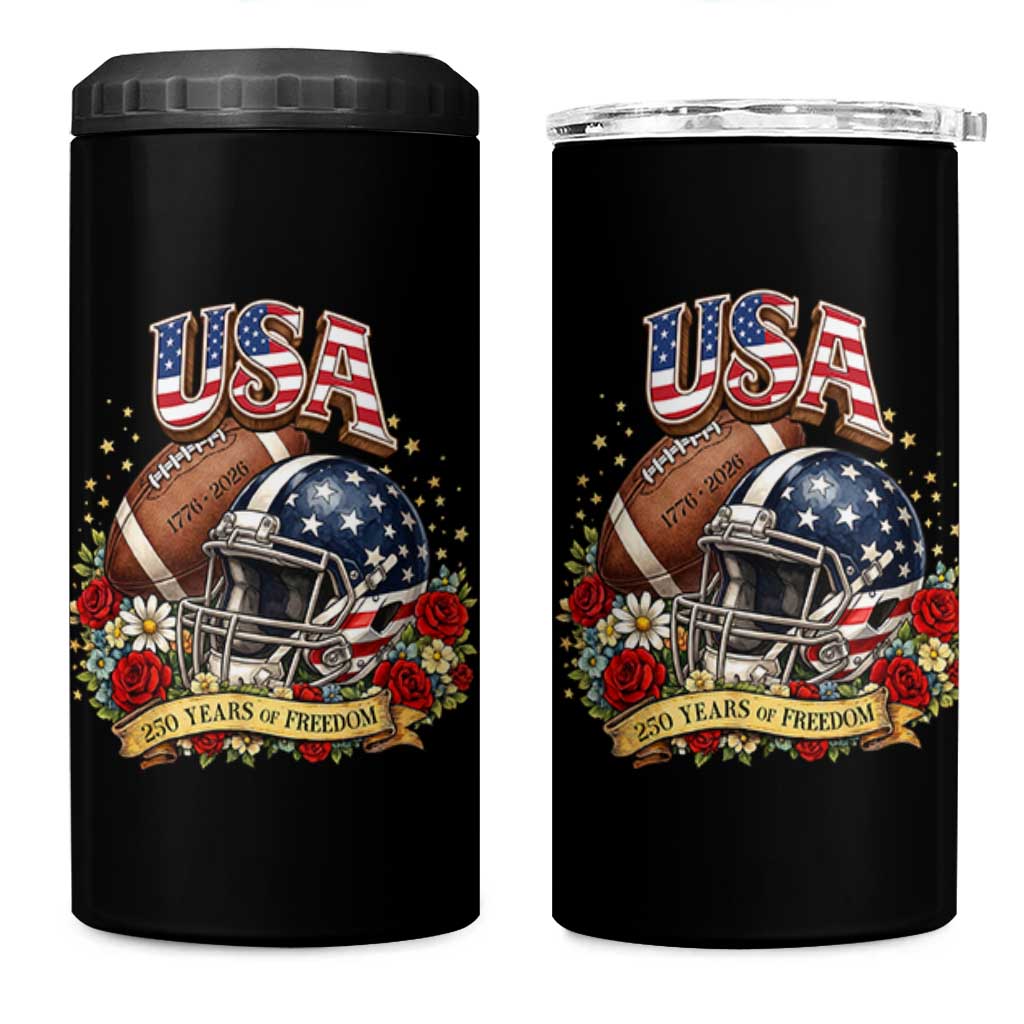 Patriotic Floral Baseball 4 in 1 Can Cooler Tumbler USA 250th Anniversary Gift