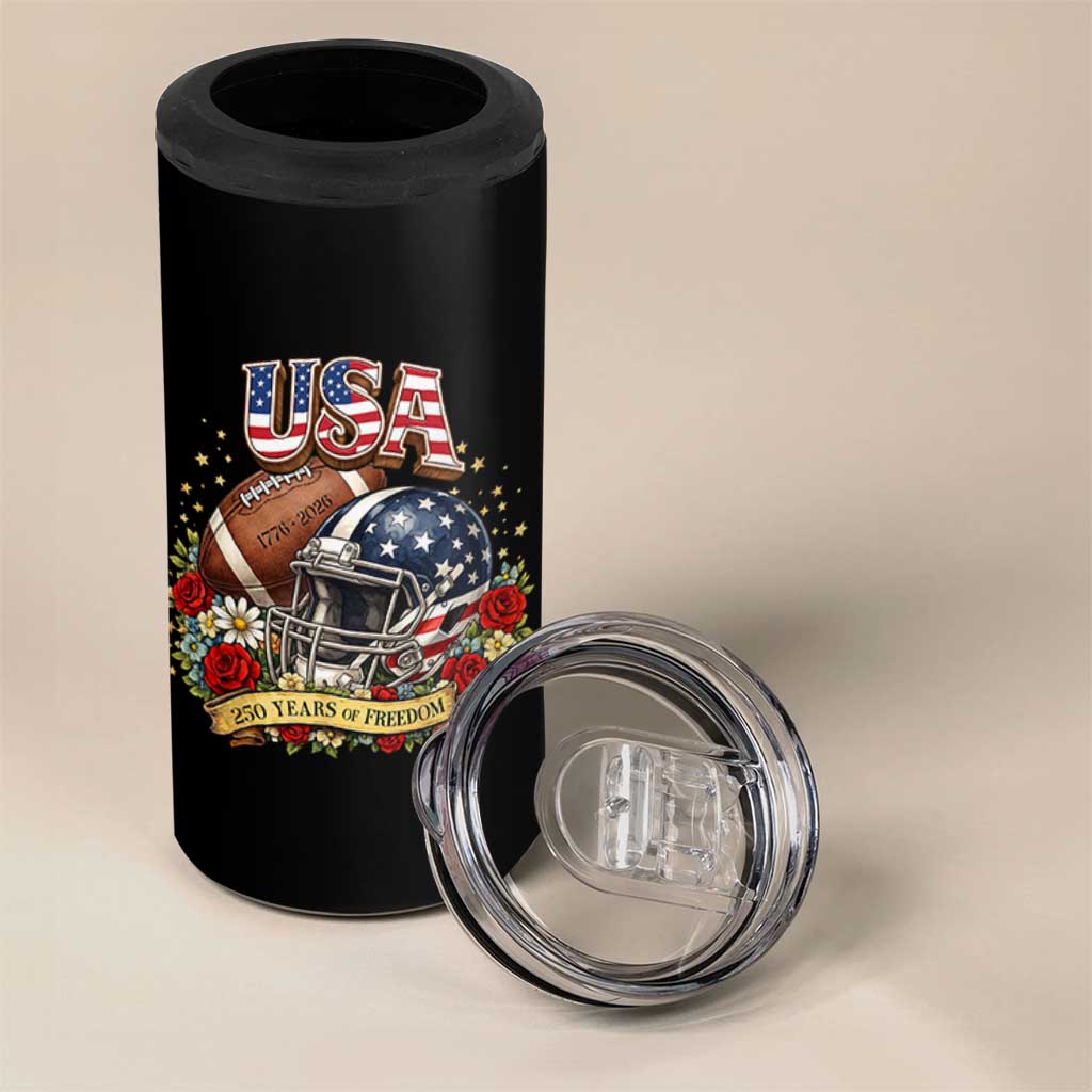 Patriotic Floral Baseball 4 in 1 Can Cooler Tumbler USA 250th Anniversary Gift