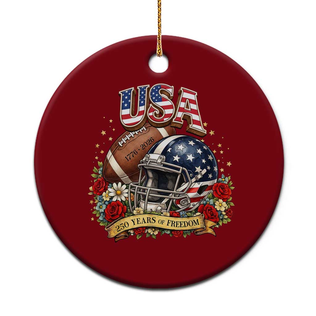 Patriotic Floral Baseball Ceramic Ornament USA 250th Anniversary Gift