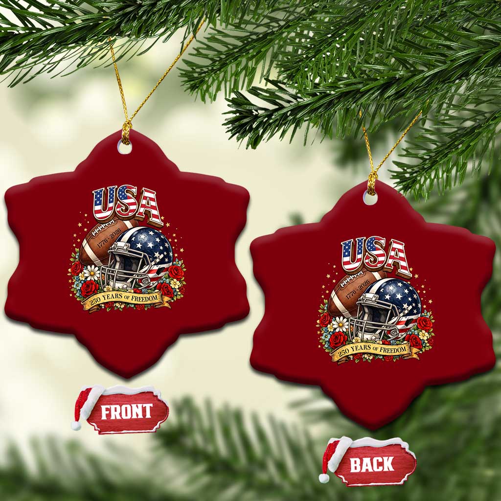 Patriotic Floral Baseball Ceramic Ornament USA 250th Anniversary Gift