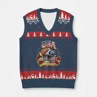 Patriotic Floral Baseball V-Neck Knit Sweater Vest USA 250th Anniversary Gift