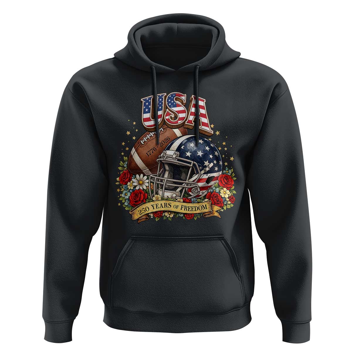Patriotic Floral Baseball Hoodie USA 250th Anniversary Gift