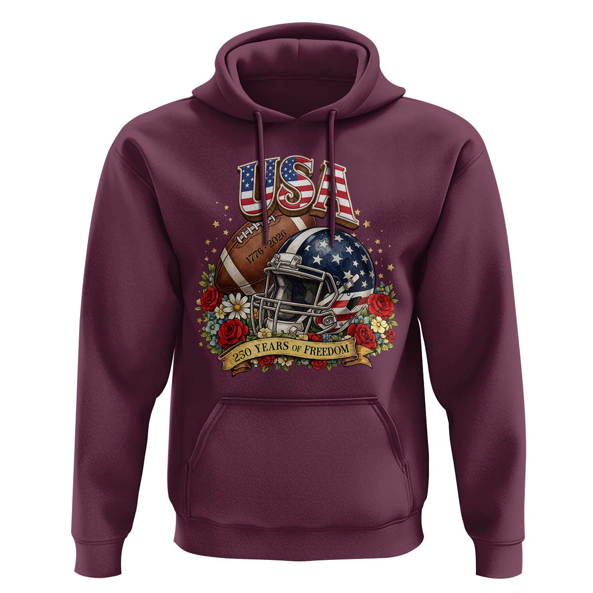 Patriotic Floral Baseball Hoodie USA 250th Anniversary Gift