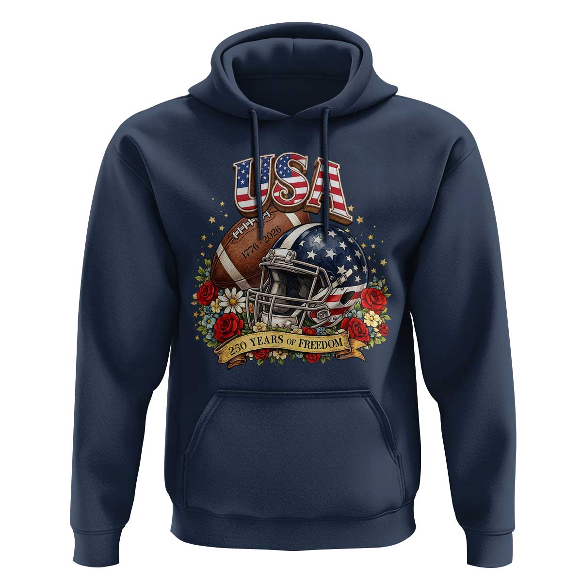 Patriotic Floral Baseball Hoodie USA 250th Anniversary Gift