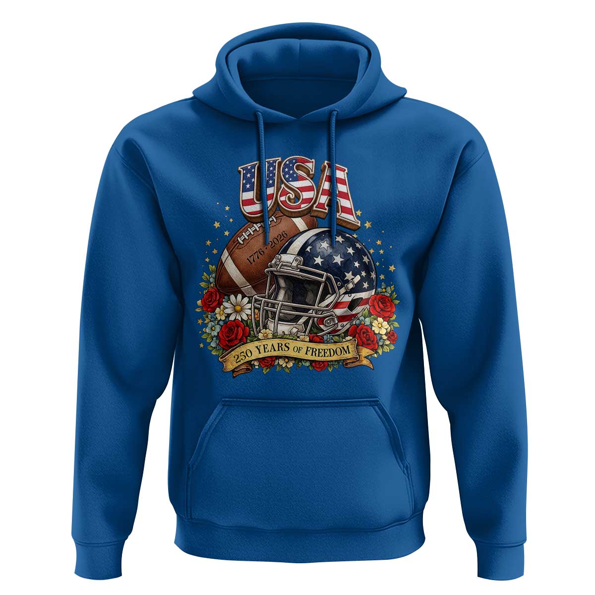 Patriotic Floral Baseball Hoodie USA 250th Anniversary Gift