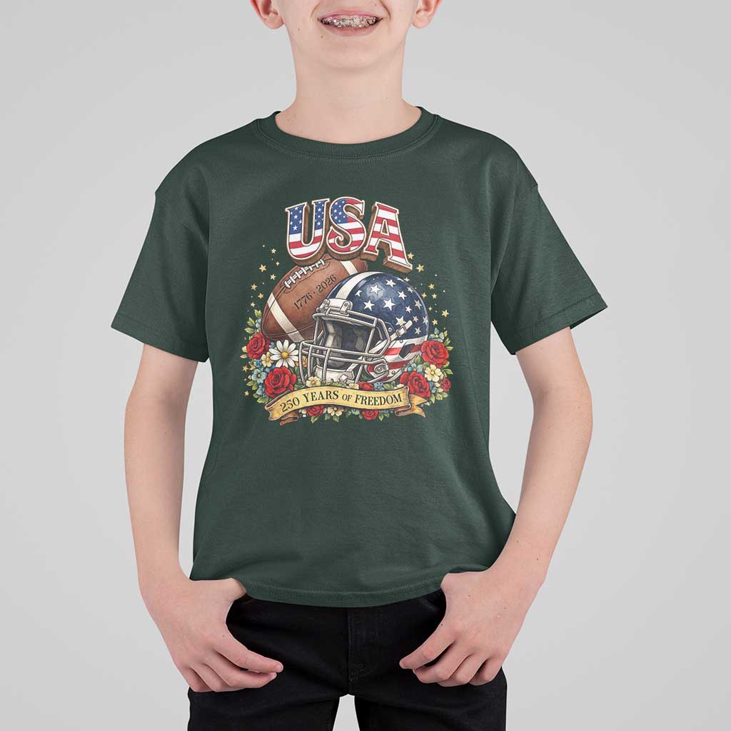 Patriotic Floral Baseball T Shirt For Kid USA 250th Anniversary Gift