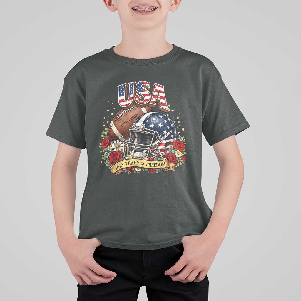 Patriotic Floral Baseball T Shirt For Kid USA 250th Anniversary Gift