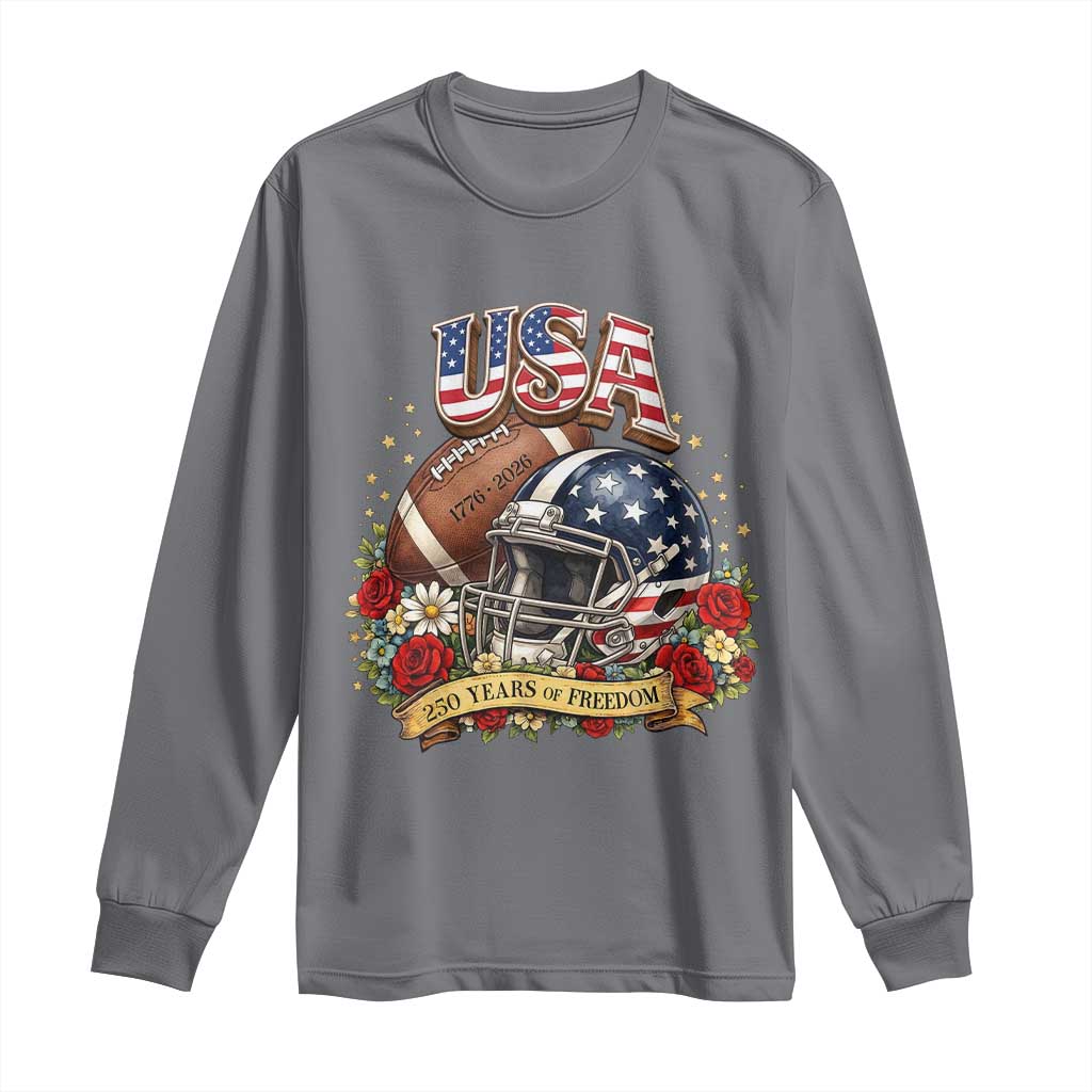 Patriotic Floral Baseball Long Sleeve Shirt USA 250th Anniversary Gift