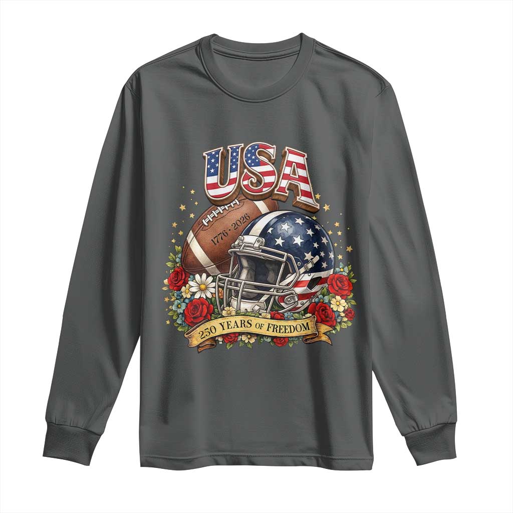 Patriotic Floral Baseball Long Sleeve Shirt USA 250th Anniversary Gift
