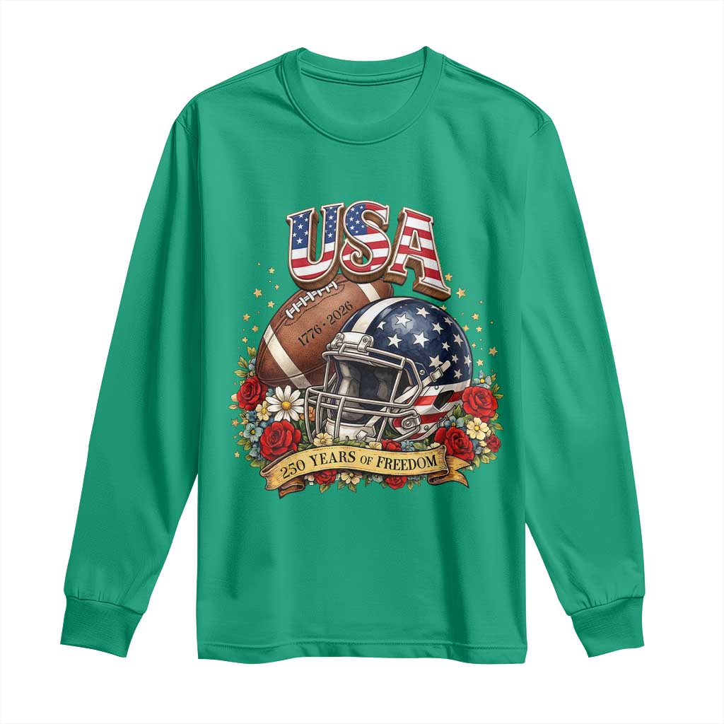 Patriotic Floral Baseball Long Sleeve Shirt USA 250th Anniversary Gift