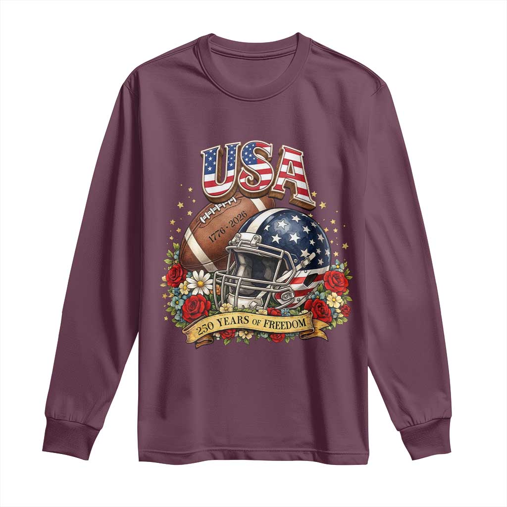 Patriotic Floral Baseball Long Sleeve Shirt USA 250th Anniversary Gift