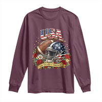 Patriotic Floral Baseball Long Sleeve Shirt USA 250th Anniversary Gift