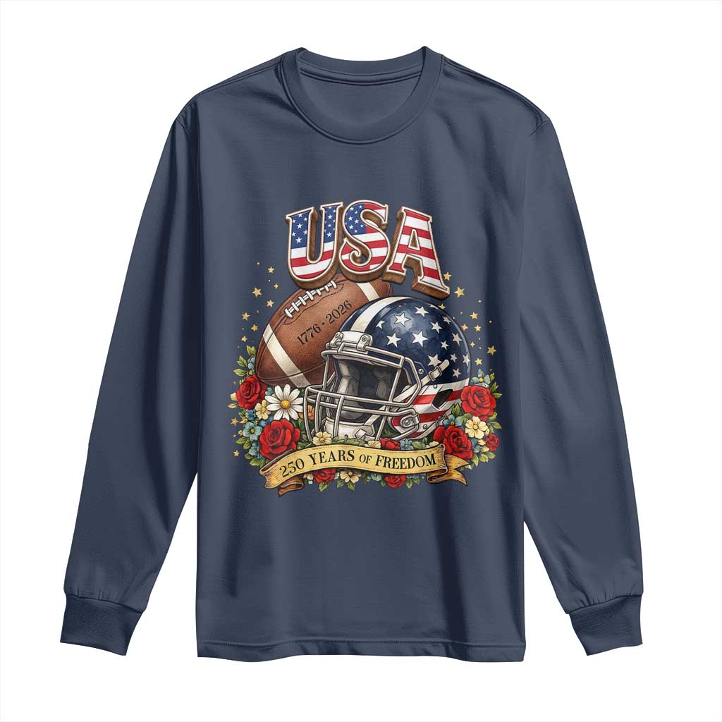 Patriotic Floral Baseball Long Sleeve Shirt USA 250th Anniversary Gift
