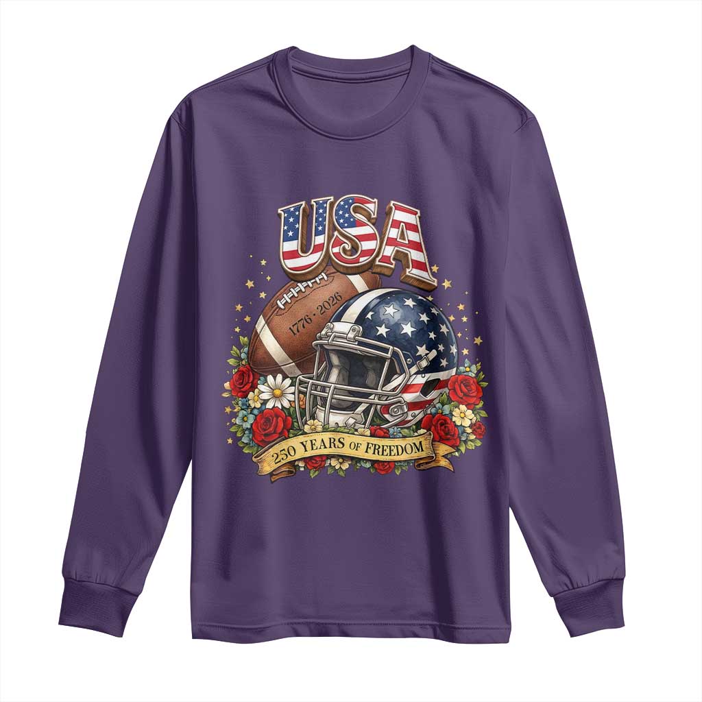 Patriotic Floral Baseball Long Sleeve Shirt USA 250th Anniversary Gift