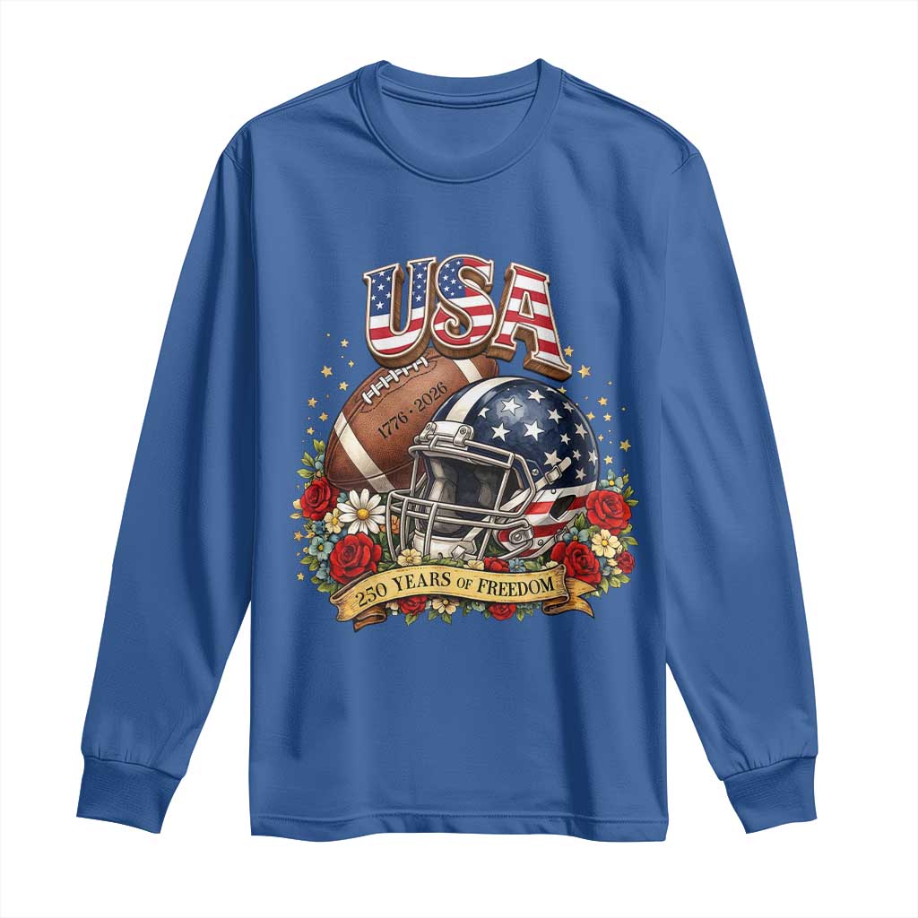 Patriotic Floral Baseball Long Sleeve Shirt USA 250th Anniversary Gift